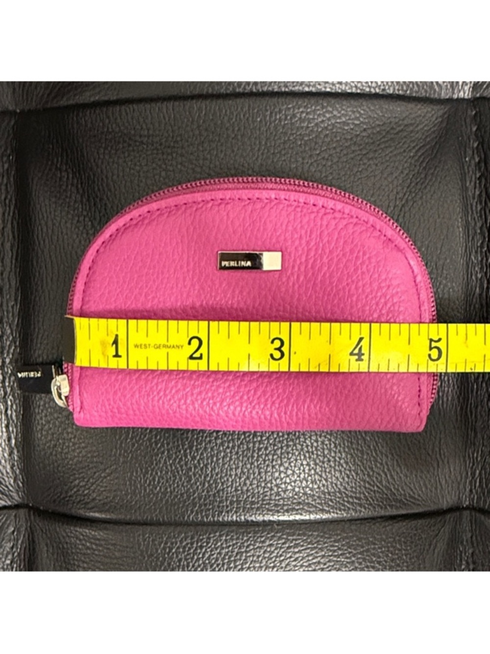 Perlina Hot Pink Pebbled Leather Zip Cosmetic Pouch - Picture 5 of 8